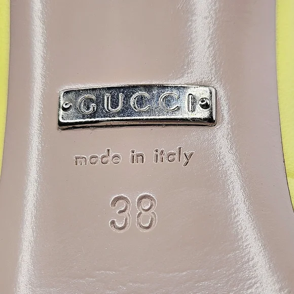 GUCCI Studded Captoe D'Orsay Pumps In Soft Yellow Leather - Picture 11 of 12